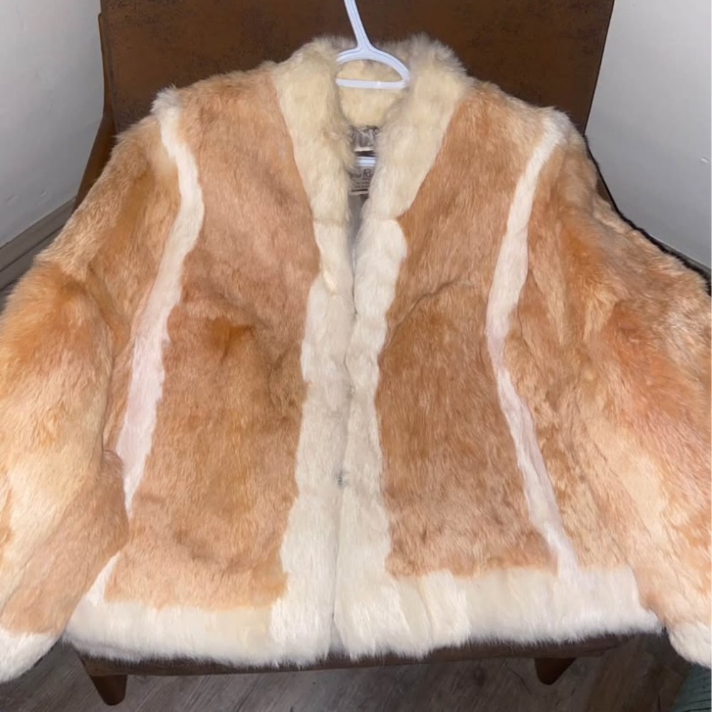 Dino Ricco ran and cream rabbit fur coat